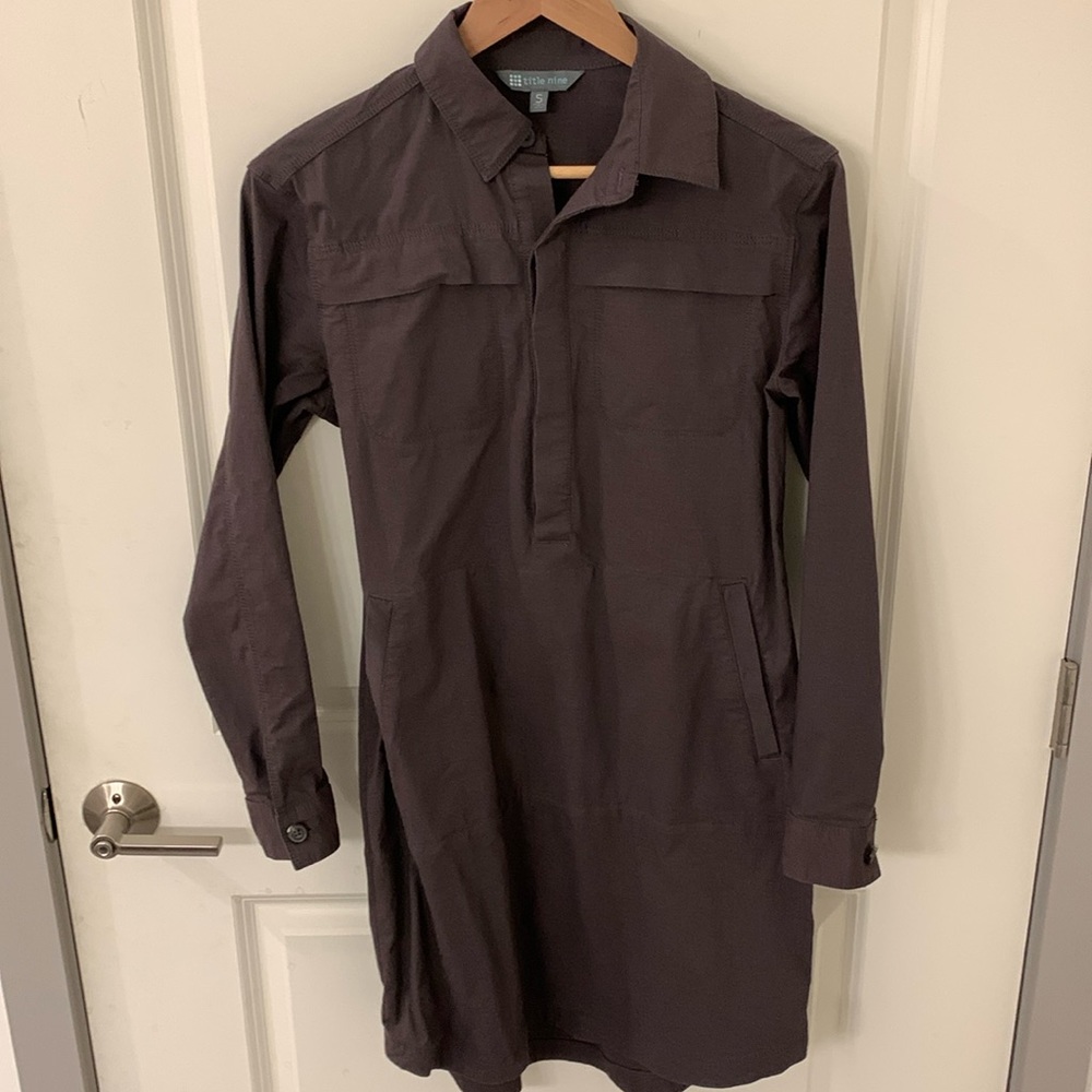 Title Nine Long Sleeve Wren Utility Dress Gray Size Small